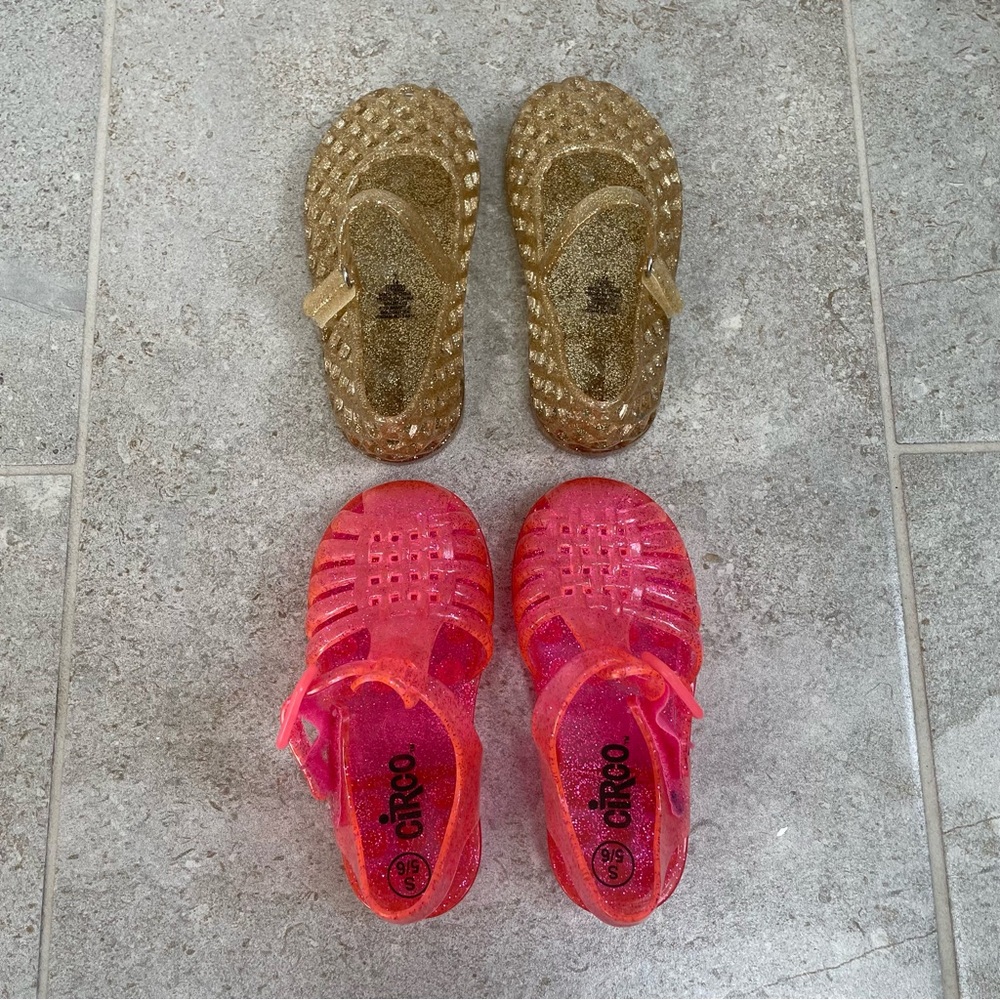 Bundle "jellies" style toddler sandals: pink sparkle + gold sparkle - Picture 6 of 9